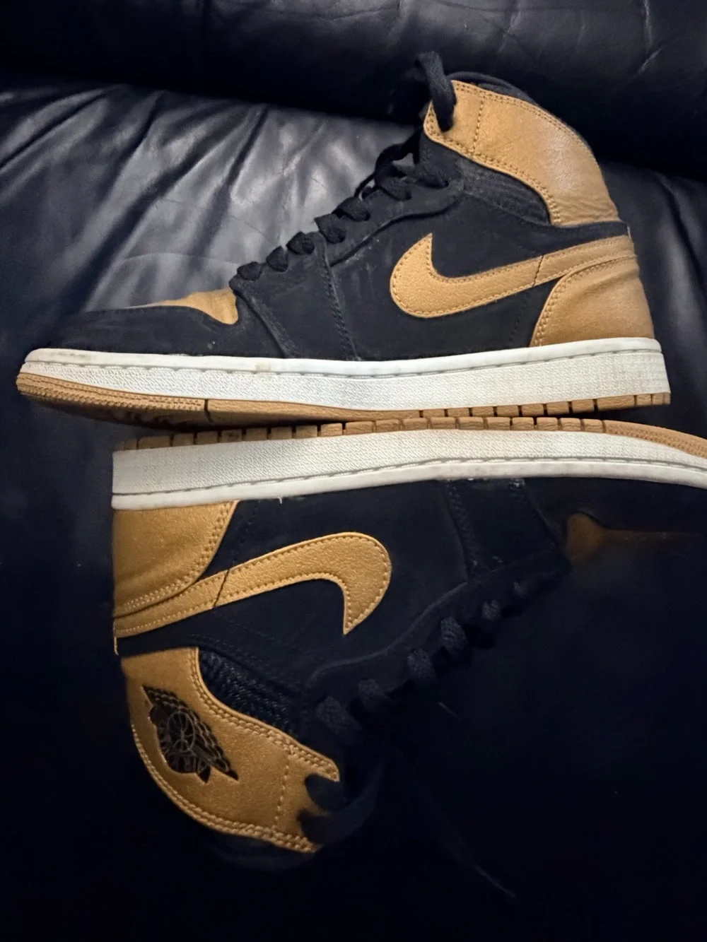 Jordan High-Top Sneakers in Black and Gold size 7.5